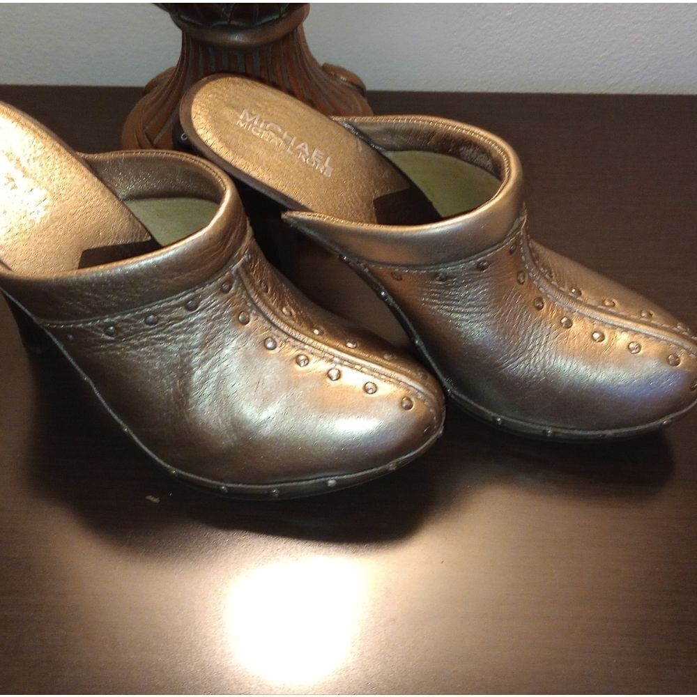 🆕🎉Michael KORS Blingy Gold Metallic Clogs Slides Mules - Picture 2 of 6